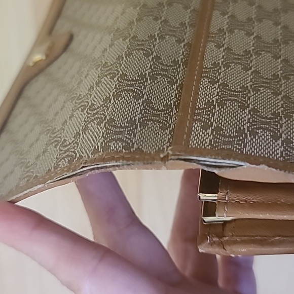 CELINE Long Wallet Macadam Pattern Leather Tan Brown Authentic - Picture 10 of 14